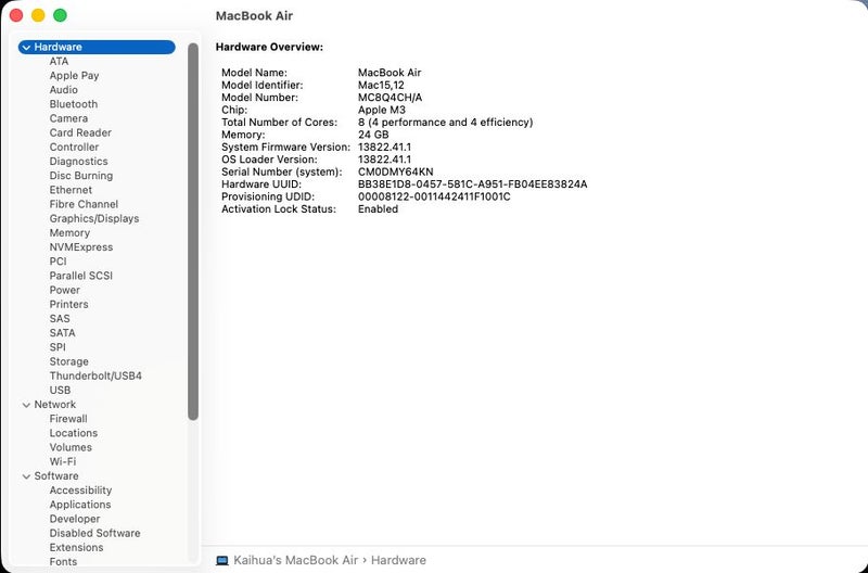 Macbook Air M3 13' 24GB + 512GB, Excellent Condition64395831878145114