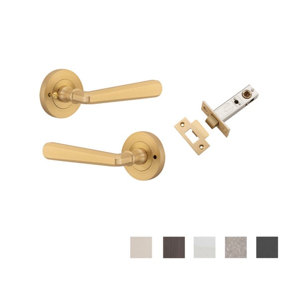 Iver Copenhagen Door Lever Handle on Round Rose Inbuilt Privacy Carousel 2