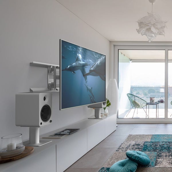 Kanto SP6HDW 6" Tall Universal Desktop Speaker Stand - Pair, White Carousel 2