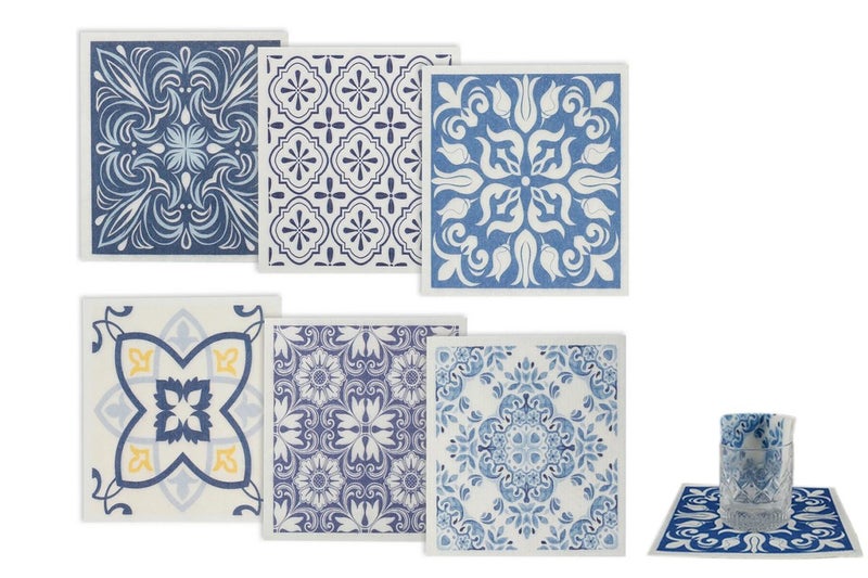 6Pcs Dishcloths for Kitchen Super Absorbent Reusable Towels Biodegradable-Floral Carousel 1