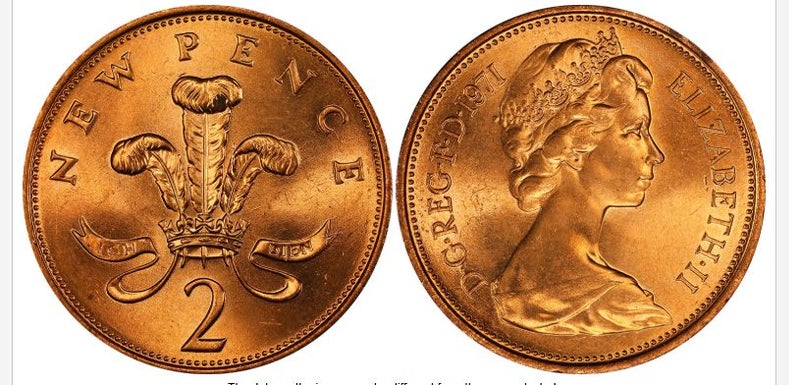 2 NEW PENCE COIN 1971 Carousel 1