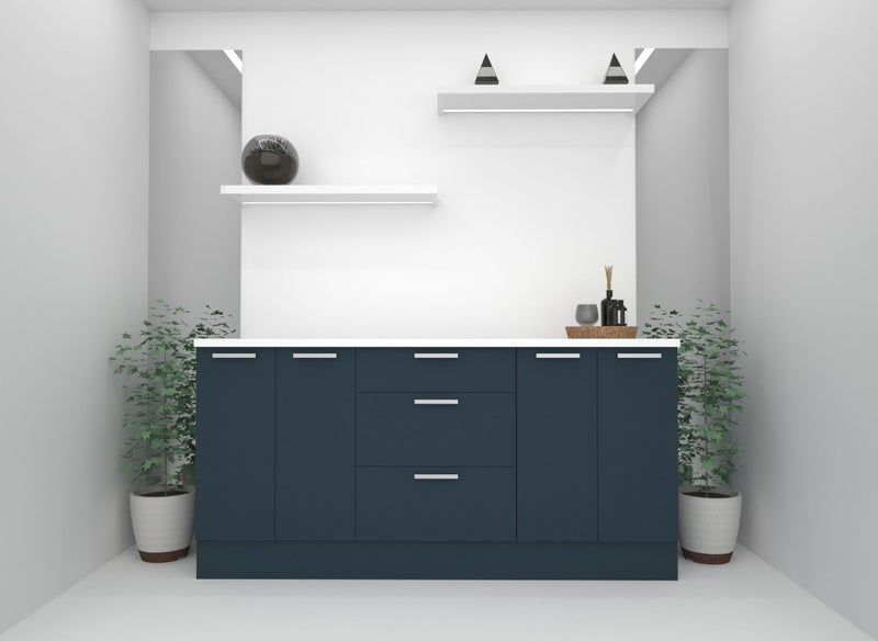 2400mm Wide Base cabinet Lanta blue matte kitchenette Carousel 1