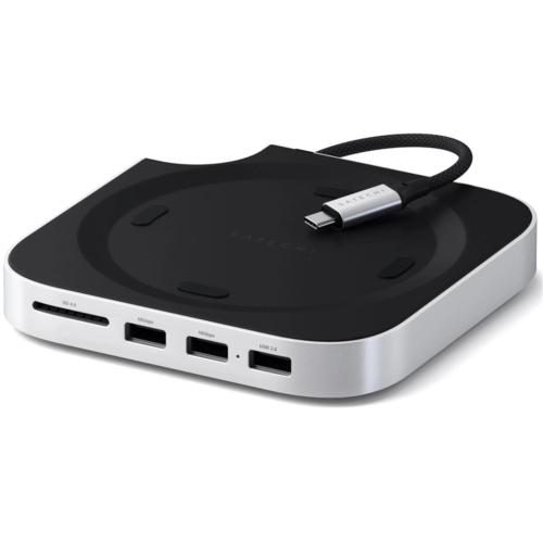 SATECHI Mac Mini M4 Stand & Hub with SSD Enclosure - Silver [ST-GNMMES] Carousel 1