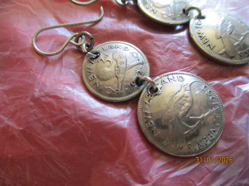 NZ threepence and sixpence earrings Carousel 4