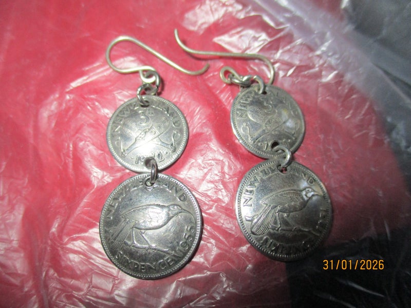 NZ threepence and sixpence earrings Carousel 2