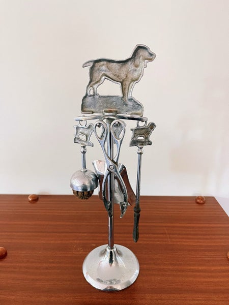 Vintage Art Deco Chrome Spaniel Fireplace Stand Carousel 3