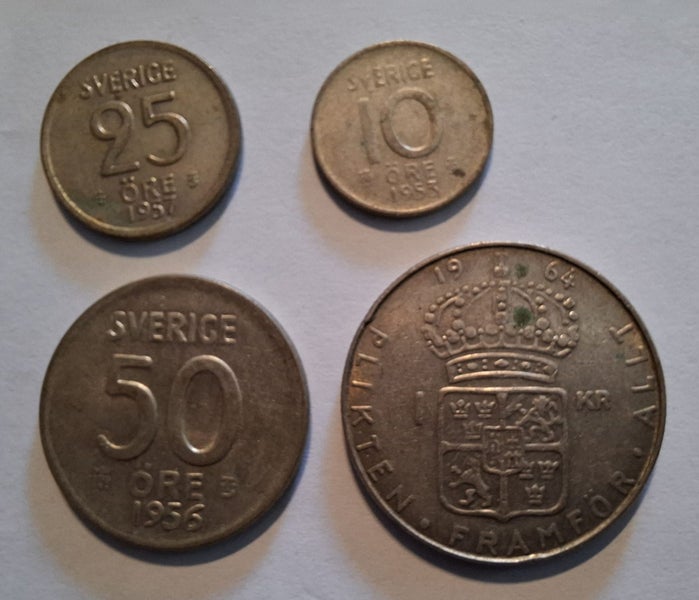 Sweden silver (billon) krona, 50, 25, 10 öre 1953-64 (4) Carousel 2