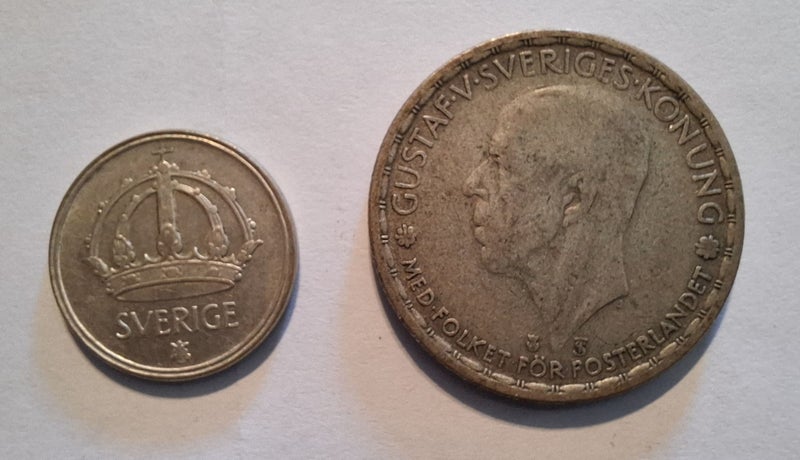 Sweden silver (billon) krona, 25 öre 1947-49 + 2 x 10 öre same series (4) Carousel 1