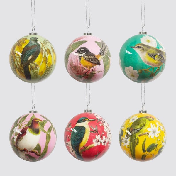 NZ Native Birds Baubles S/6 Carousel 1