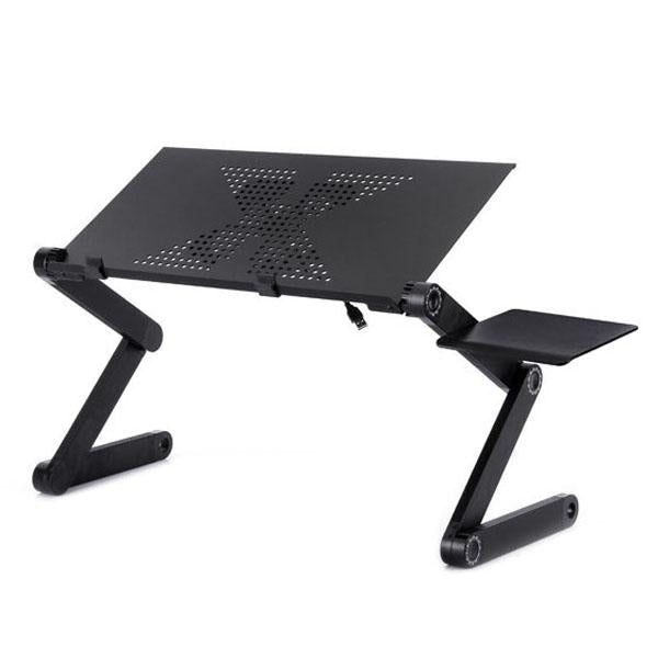 Foldable Laptop Stand With Fans & Mouse Pad - Aluminum Alloy Black Carousel 1