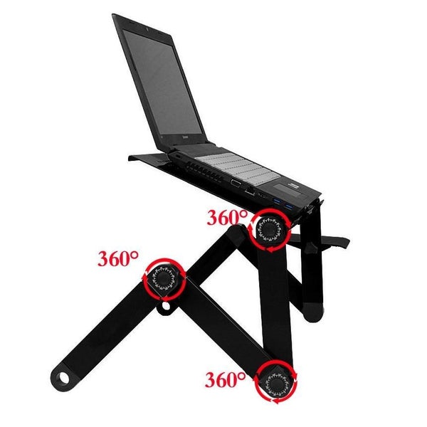 Foldable Laptop Stand With Fans & Mouse Pad - Aluminum Alloy Black Carousel 2