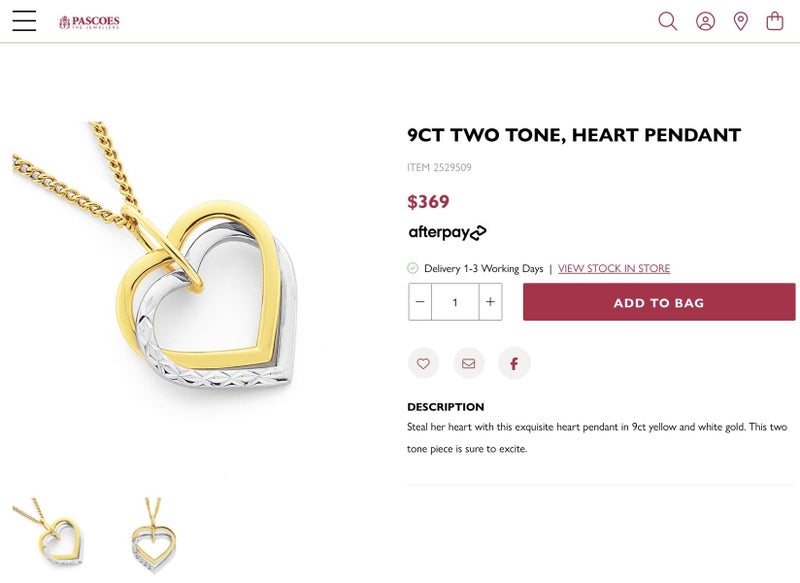 9 CT TWO TONE HEART PENDANT Carousel 1