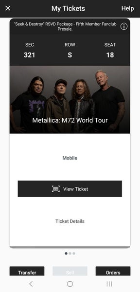 3 x Metallica "Seek and Destroy" RSVD package tickets64416100134274113