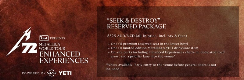 3 x Metallica "Seek and Destroy" RSVD package tickets64416100134274111