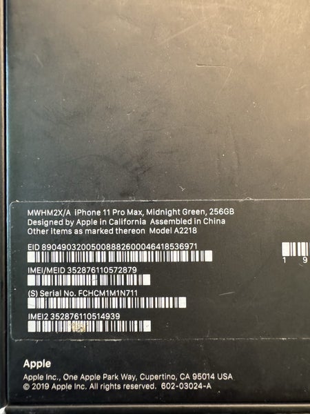 iPhone 11 Pro Max 256GB64416286418051113