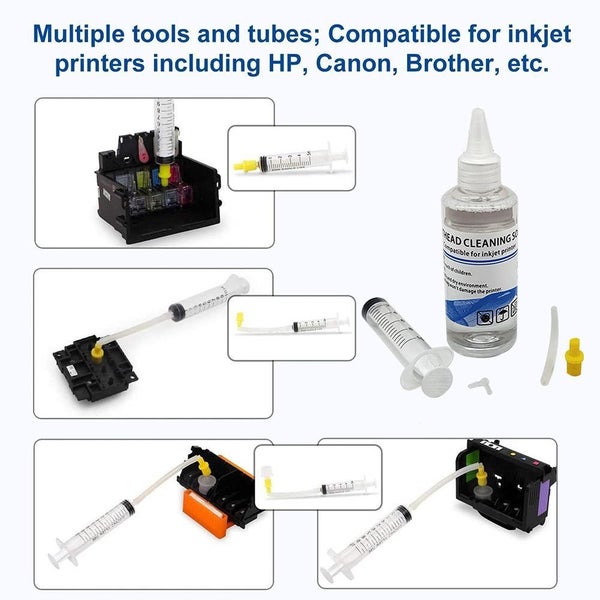 Unblock Print Head Nozzles Printer Cleaning Kit 100ml for Canon Epson HP etc Carousel 2