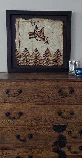 ELEGANT ONE-OFF TAPA-CLOTH - NOW a FRAMED ARTWORK Carousel 1