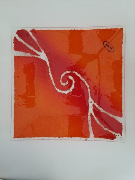 New Julie O Handmade Glass Serving Platter Large handcrafted glassware Carousel 1