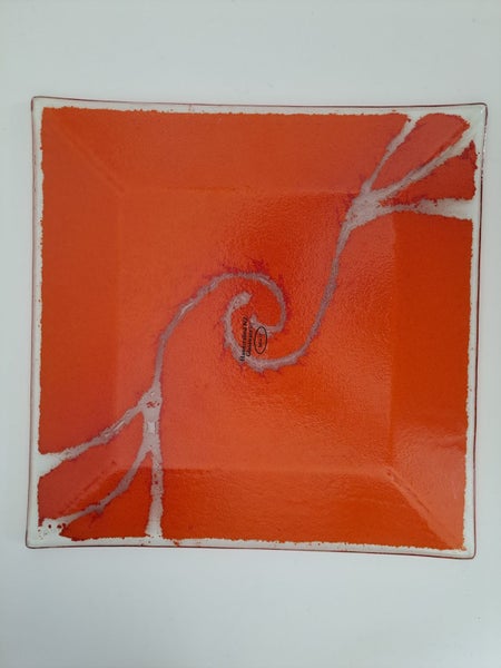 New Julie O Handmade Glass Serving Platter Large handcrafted glassware Carousel 2