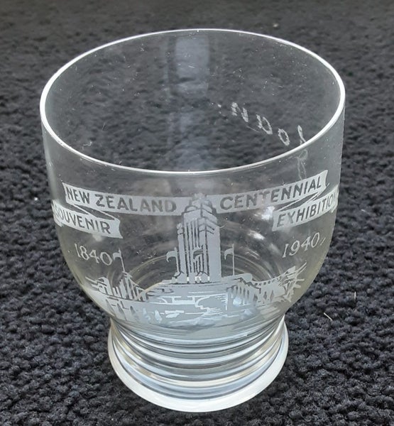 Glass souvenir from the NZ Centennial Exhibition 1939-40 Carousel 3