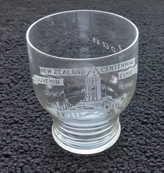 Glass souvenir from the NZ Centennial Exhibition 1939-40 Carousel 1
