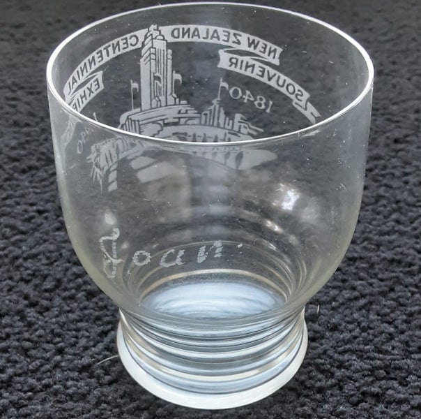 Glass souvenir from the NZ Centennial Exhibition 1939-40 Carousel 2