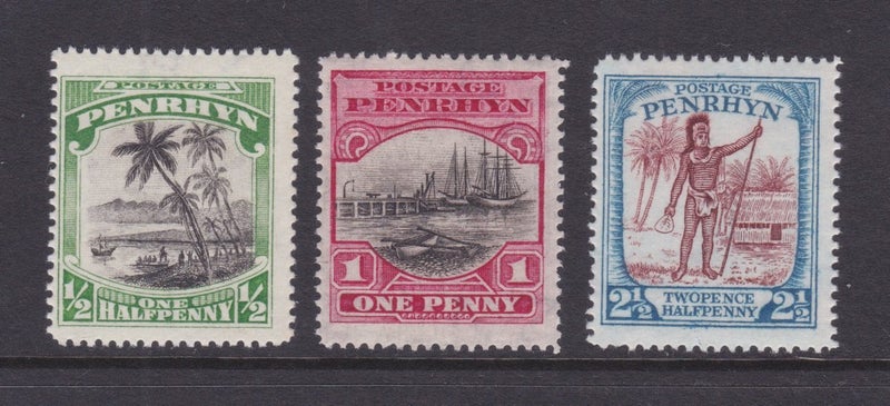 Penrhyn - 1927/29 Pictorials Set (3) - Single Wmk. - UHM - 38/40 Carousel 1