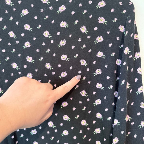 H&H Size 18 Black Floral Tiered Long-Sleeve Mini Dress Carousel 7