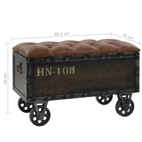 Storage Bench 80.5x41x50 Cm Solid Wood and Artificial Leather Xapiln Carousel 2