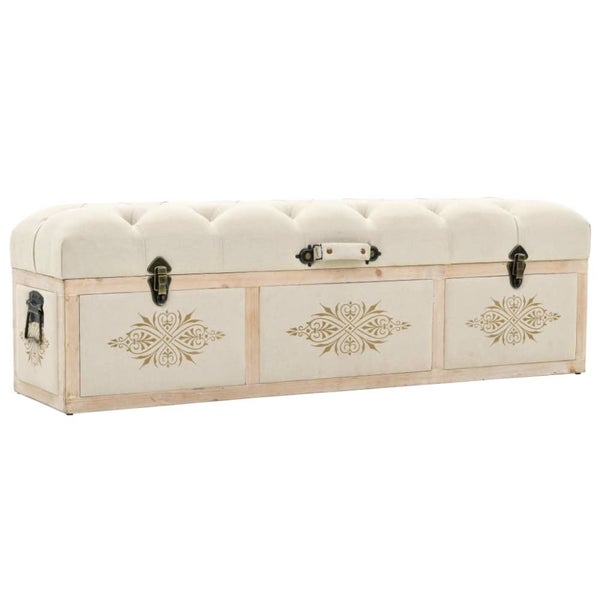 Storage Bench 110 Cm Cream Solid Firwood and Fabric Ttkxkl Carousel 1