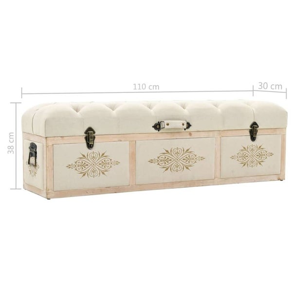 Storage Bench 110 Cm Cream Solid Firwood and Fabric Ttkxkl Carousel 2