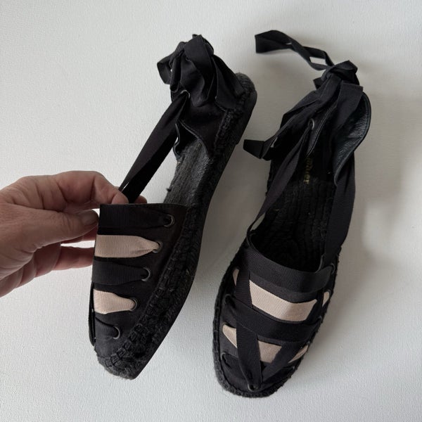 Thomas Maier Raffia Woven Lace Up Espadrilles Size 39 Carousel 4