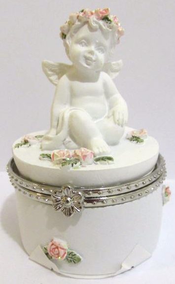 Pretty cherub trinket box, ideal as tooth fairy box or ring box. Carousel 1