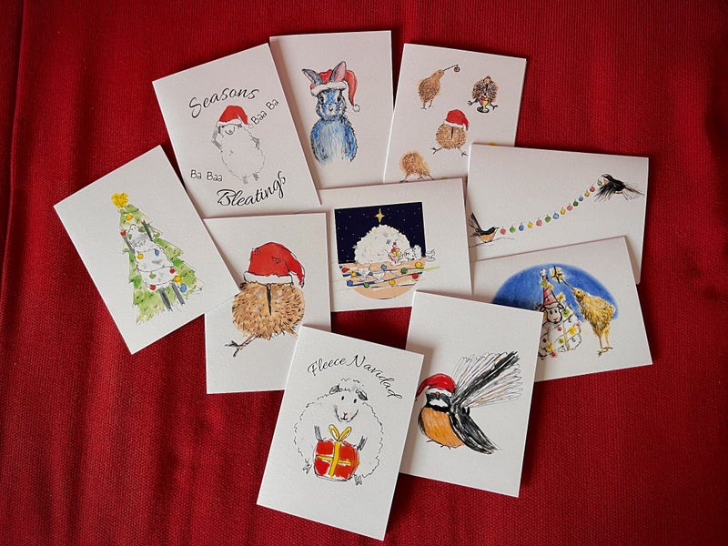New Zealand Watercolour Christmas Cards Carousel 1