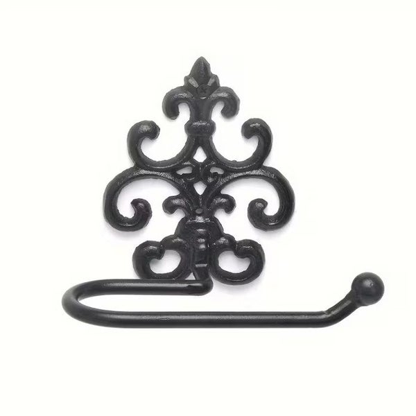 Cast Iron Ornate Wall Toilet Roll Holder Black (TH002) Carousel 1