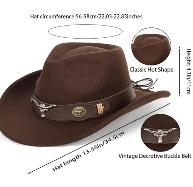 ~ Unisex Size L Western Cowboy Outback Style Hat Bull Head Design Olive Green64829089300353112