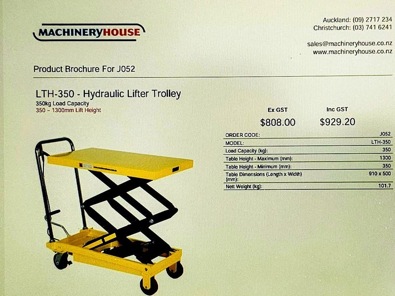 Lifting trolley - Hydraulic - Double Scissor ***$1 RESERVE ***64428528921218111