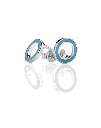 Karen Walker Orbit Studs - Silver, Turquoise Enamel Carousel 1