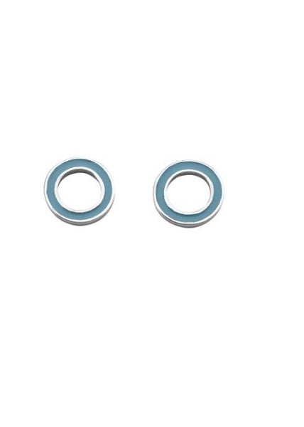 Karen Walker Orbit Studs - Silver, Turquoise Enamel Carousel 2