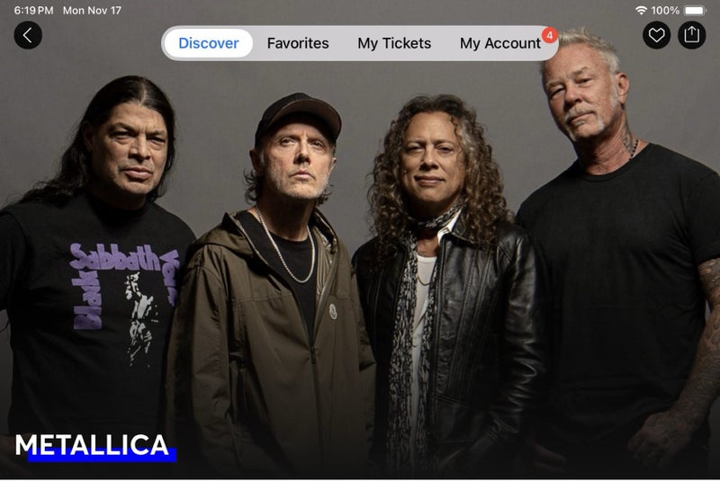 Metallica Ticket (1) - GA1 - Frantic Early Entry Package64429794740227110