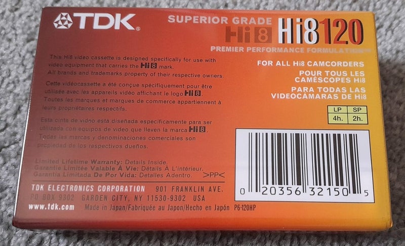 TDK Hi8/Digital 8/Video 8 -120min Blank Camcorder Video Cassette Tape -Japan new Carousel 2