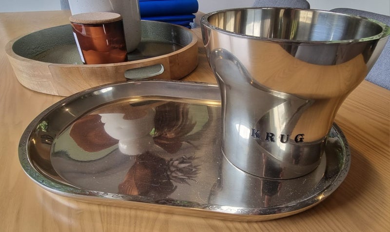 Krug Pewter Champagne ice bucket and tray Carousel 1