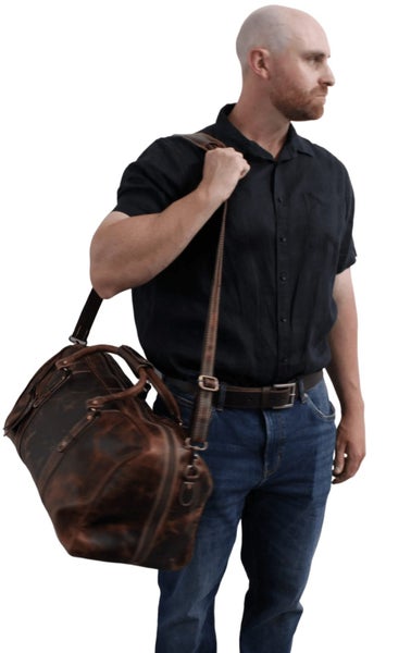 Quality Full Grain Genuine Leather Travel Bag with Adjustable Shoulder Strap.64430825403137111
