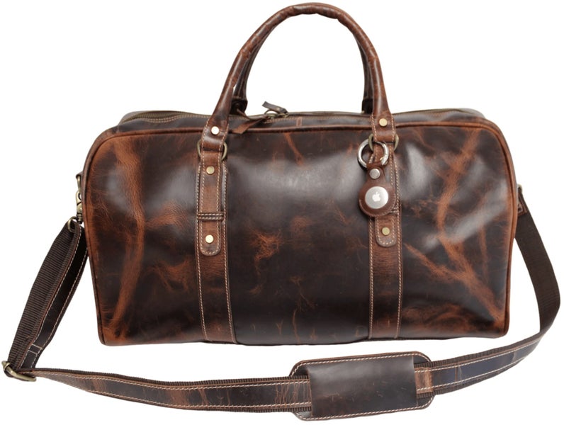 Quality Full Grain Genuine Leather Travel Bag with Adjustable Shoulder Strap.64430825403137112