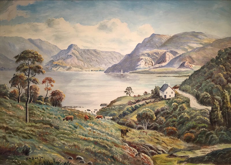 WONDERFUL VINTAGE Landscape OIL PAINTING by the New Zealand ARTIST H. W. BURGE Carousel 2