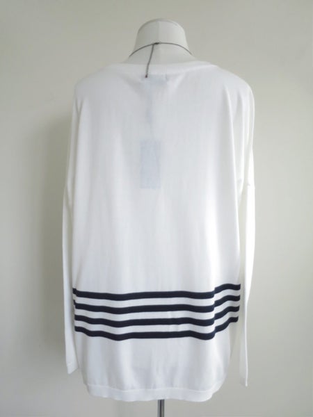STANDARD ISSUE (NZ) *Designer Pearl Navy Stripes Oversized Sweater* L/14/16 NEW Carousel 5