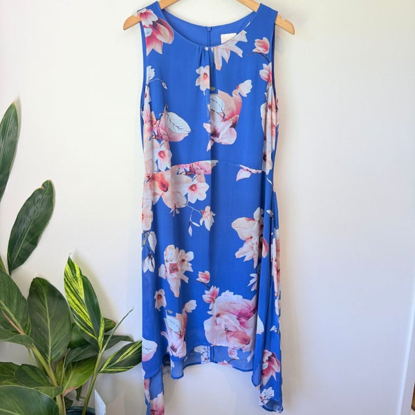 Harlow Size 14 Blue Floral Print Shift Dress Carousel 1