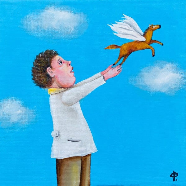 THE FIRST FLIGHT. Original painting by Nick Fedaeff Carousel 1