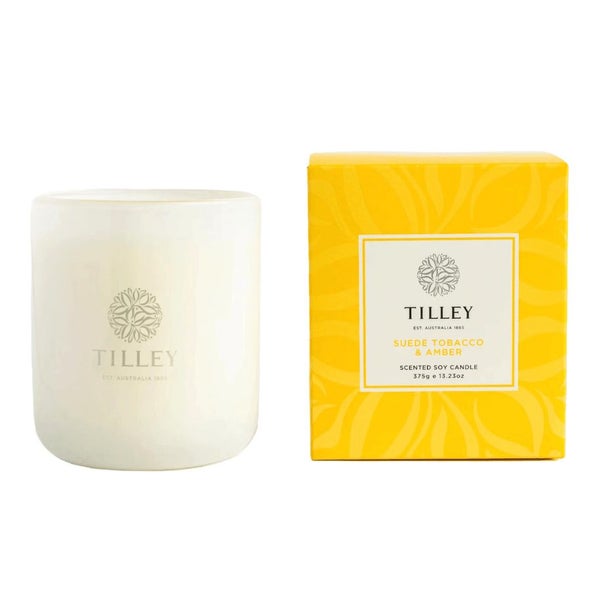 Tilley 375gr Classic White Scented Candle: Suede Tobacco & Amber Carousel 1