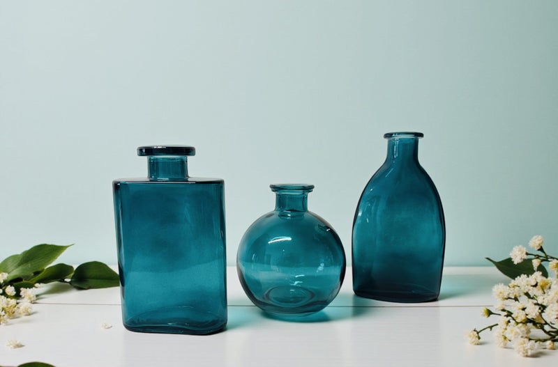 Teal Glass Vase Trio Set (DHF30) Carousel 2